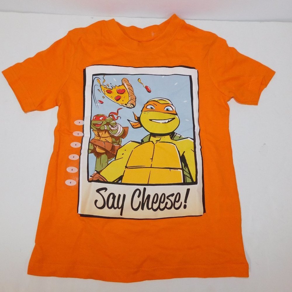 2016 TMNT Michelangelo and Raphael SAY CHEESE Pizza Boys 4 T Shirt New w/o Tag